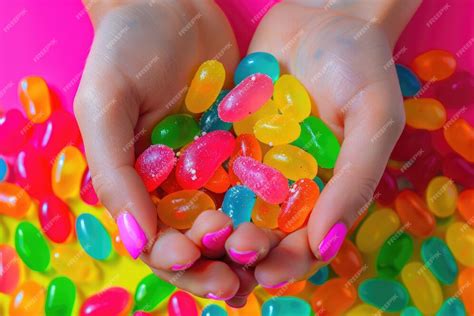Multicolored Jelly Sweets Hands Bright