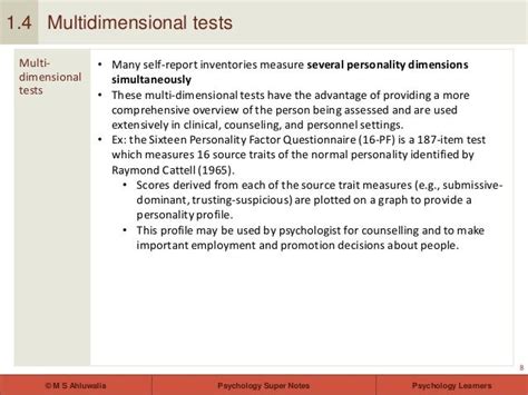 Multidimensional Assessment Of Personality Test