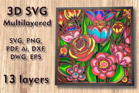 Download Multilayer Cut File FLOWERS Files Free PSD Mockups