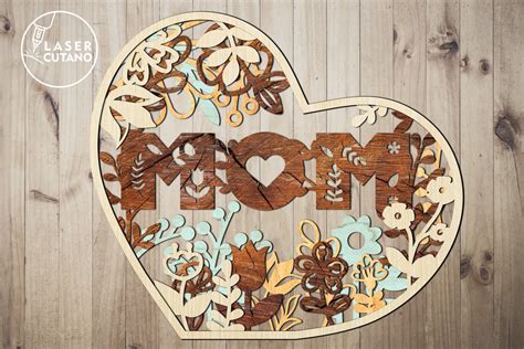 Download Multilayer Cut File MOM for Laser Cut Commercial Use For Crafts