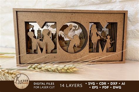 Download Multilayer Cut File MOM for Laser Cut Silhouette