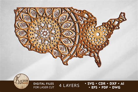 Download Multilayer Cut File USA MAP Files Free PSD Mockups