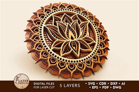 Download Multilayer Laser Cut File MANDALA LOTUS for Cricut