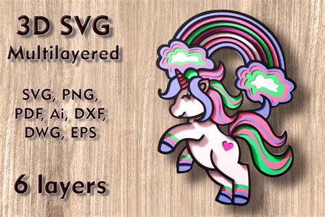 Download Multilayer Laser Cut File UNICORN Cricut SVG