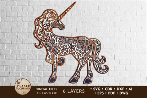 Download Multilayer Laser Cut File UNICORN Silhouette For Crafts