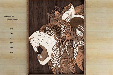 Multilayered Mandala Lion Laser Cut File