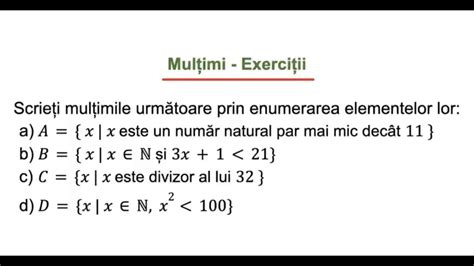 Multimi De Numere Exercitii