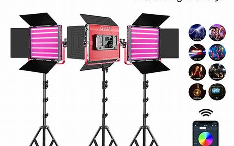 Multiple Power Options Of Gvm Rgb Led Studio Video Bi-Color Soft 1200D 3-Light Kit