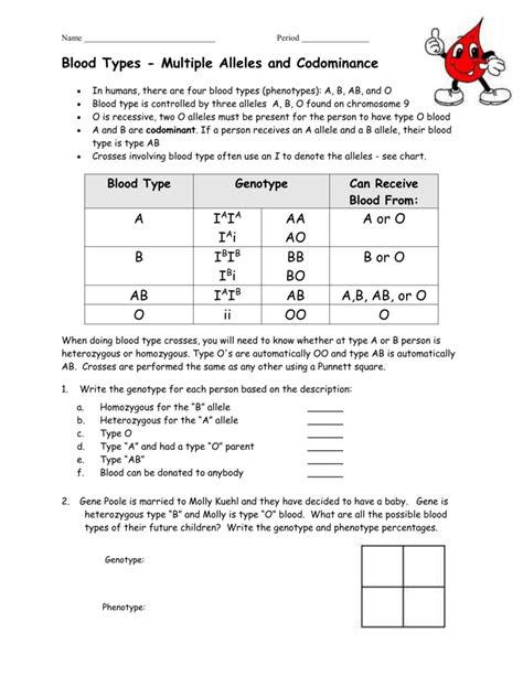 Blood Type And Inheritance Worksheet Answers LUCKY2BEMYSELF
