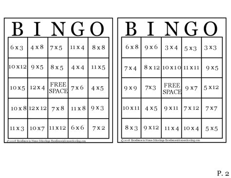 Multiplication Bingo Free Printable