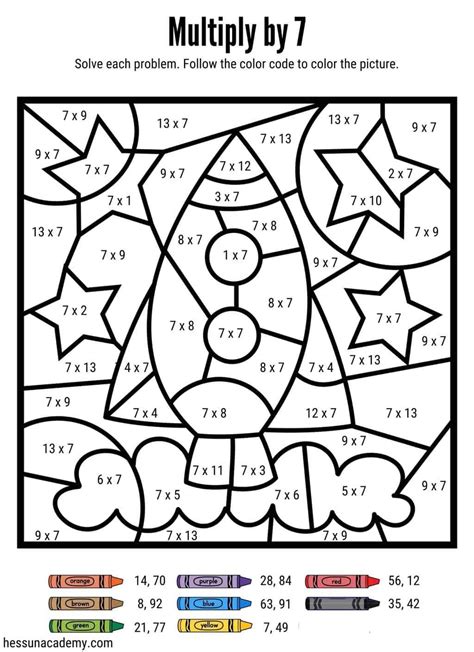 Multiplication Coloring Sheets Free Printable