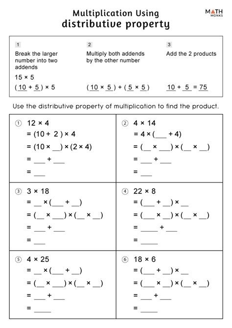 Multiplication Distributive Property Worksheet