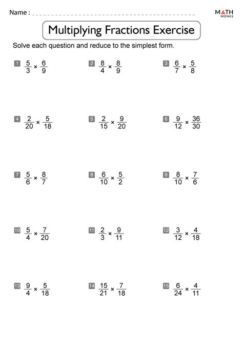 Multiplication Fractions Worksheets With Answers