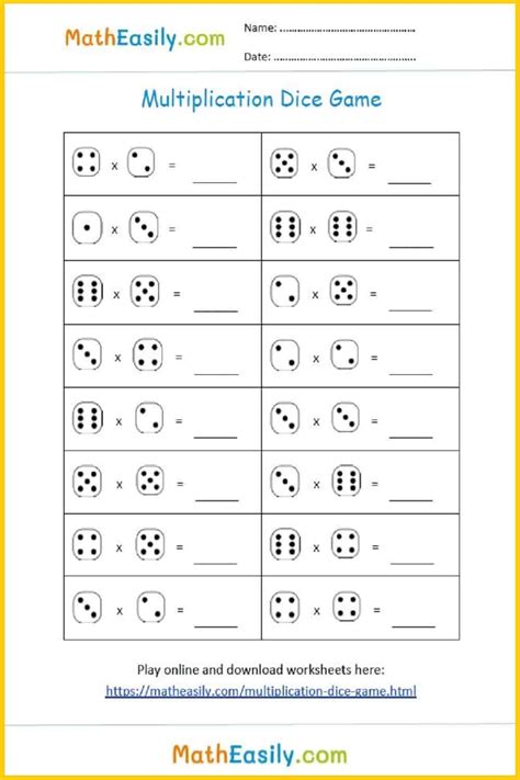 Multiplication Games Printable Pdf