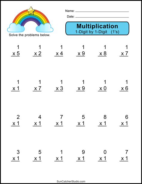 Multiplication One Digit Worksheets