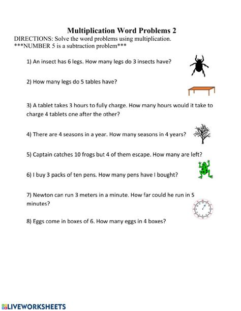 Multiplication Story Problems Worksheets