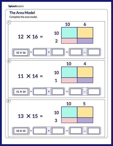 Multiplication With Area Model Worksheets
