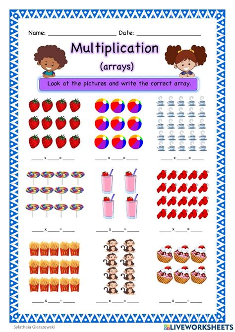 Multiplication With Arrays Worksheet