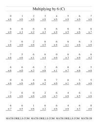 Multiplication Worksheet -- Facts to 49 -- Multiplying by 6