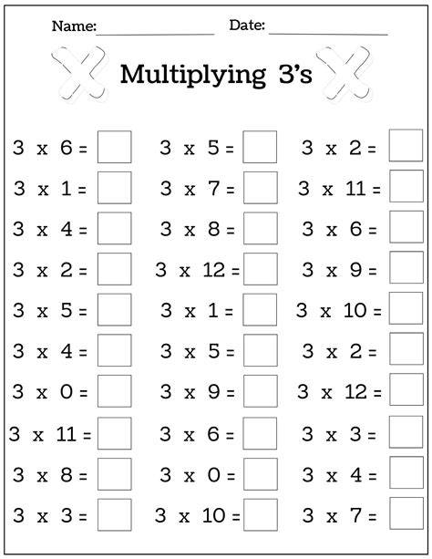 Multiplication Worksheets 03