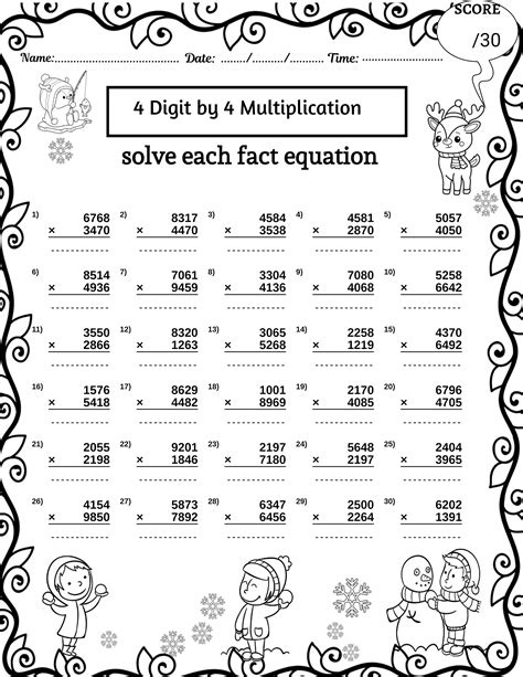 Multiplication Worksheets 4 Digit
