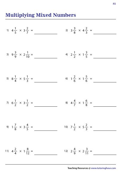 Multiply And Divide Mixed Numbers Worksheet