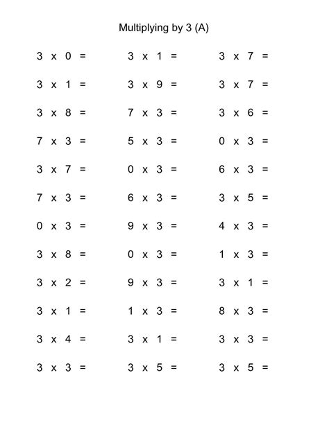 Multiply By 3 Worksheets