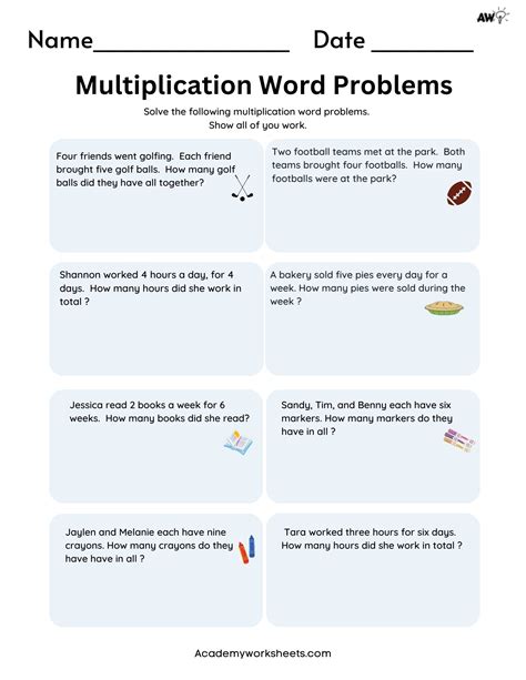 Multiply Word Problems Worksheet