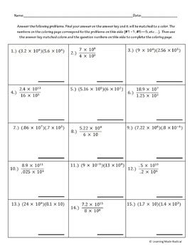 Multiplying And Dividing With Scientific Notation Worksheet