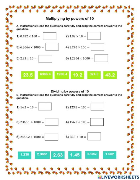 Multiplying Decimals With Powers Of 10 Worksheets