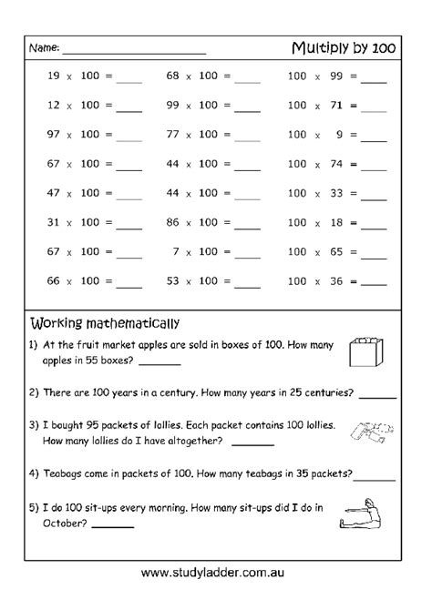 Multiplying 10 100 And 1000 Worksheet