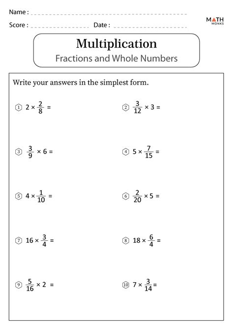 Multiplying Fractions Worksheets 5Th Grade