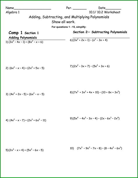 Multiplying Polynomials Worksheet Lesson 7 7 Worksheet : Resume Examples