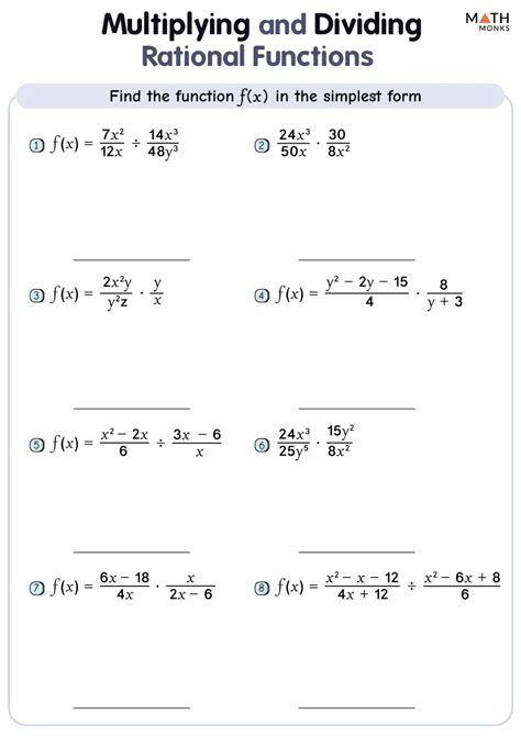 Multiplying Rational Expressions Worksheet