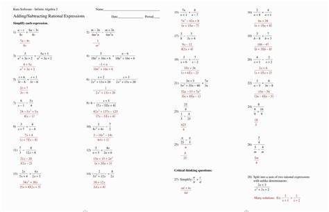 Multiplying Rational Expressions Worksheet Algebra 2 — db-excel.com