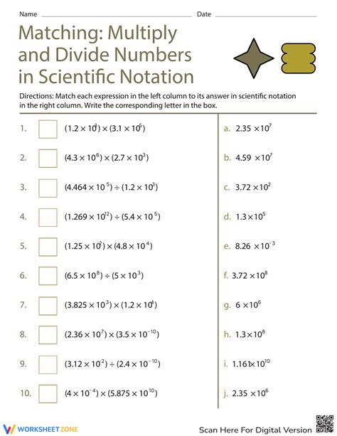 Multiplying and Dividing Scientific Notation Worksheet