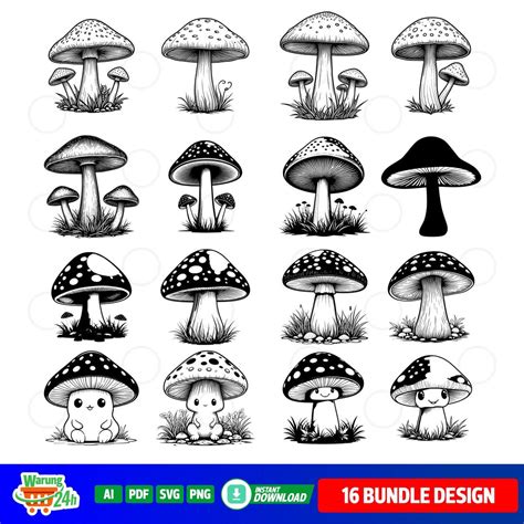 Download Mushroom Bundle, Toadstool Cut Images