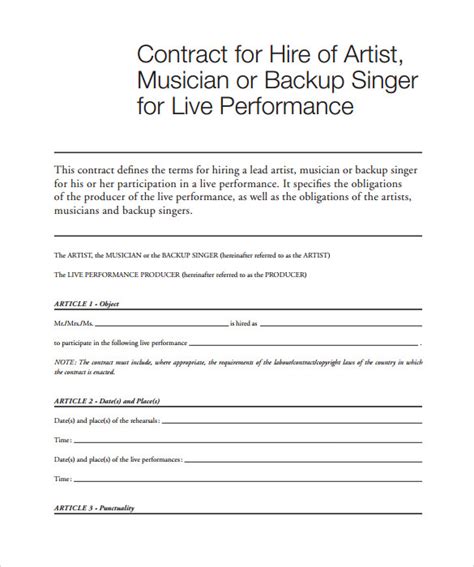 Music Contracts Templates