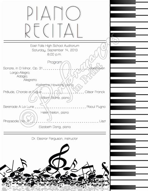 Music Recital Program Templates Free