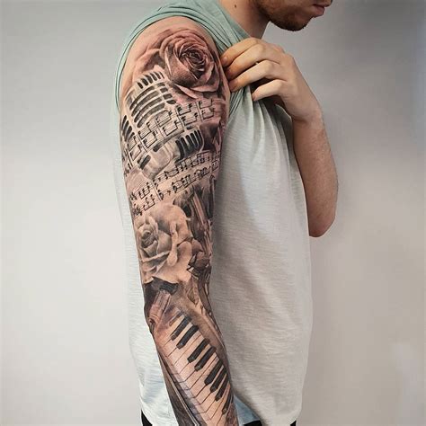 Music themed sleeve Music tattoo designs, Music tattoo