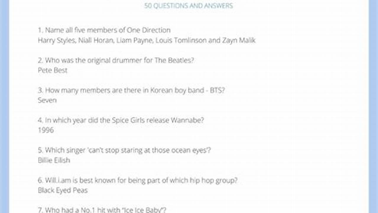 Music Trivia Questions And Answers 2024