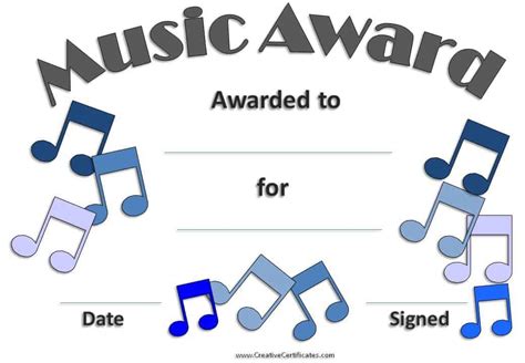 Music Award Certificate Templates Free