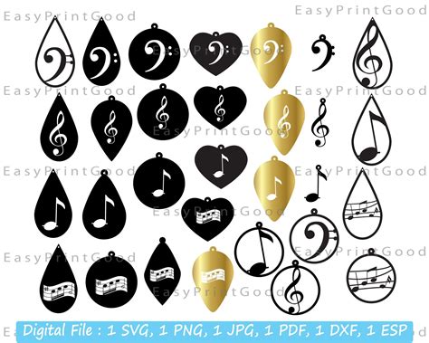 Download Music Earring Svg, Music Note Earring Files For Crafts