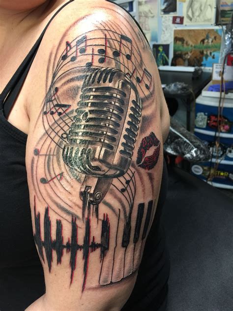Old school microphone Tattoos for guys, Music tattoo