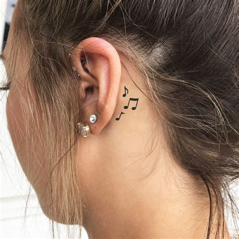Music Note Behind The Ear Tattoo
