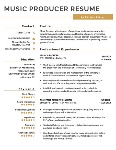 Music Producer Resume