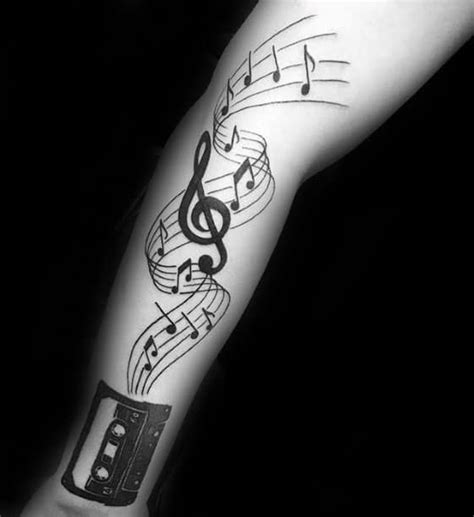 50 Music Staff Tattoo Designs For Men Musical Pitch Ink