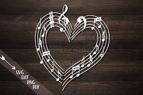 Download Musical Heart with Music Notes Svg Laser Files