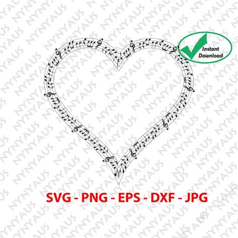 Download Musical Heart with Music Notes Svg Laser Files For Crafts