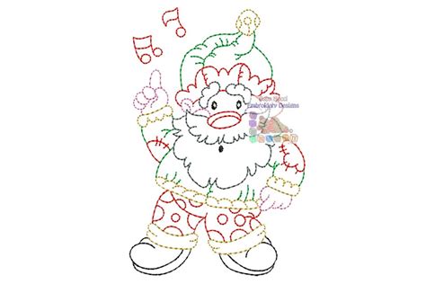 Musical Santa Multicolor Character Embroidery